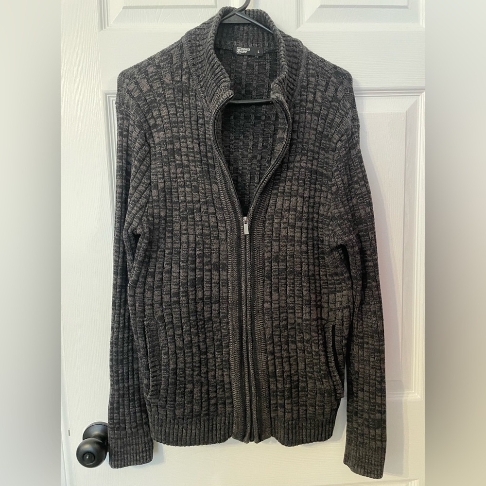 Pioneer camp men’s dark grey zip up sweater with pockets size large